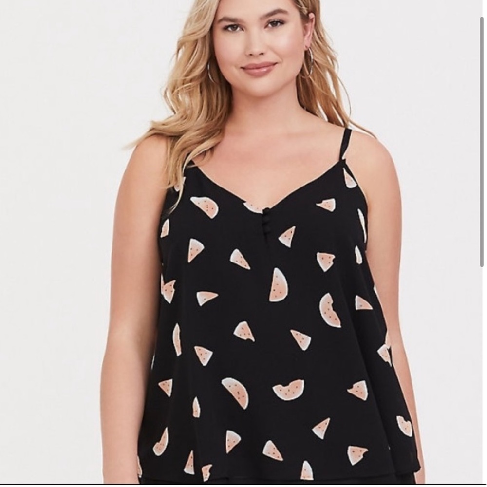 Torrid Black Watermelon Chiffon Swing Cami